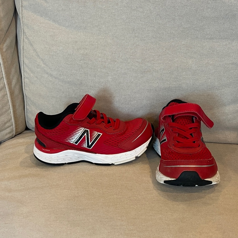 New Balance Kids' Bold Red Sneakers, hook & loop. Sz 12.5 XW